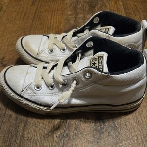 Converse Kids Leather White Mid-Top Sneakers